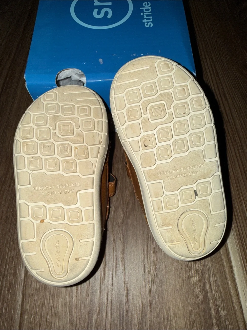 Stride Rite Tan Brown Leather Hook-and-Loop Dress Shoes